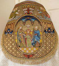 White Antique Roman High Mass Set of Vestments 8760